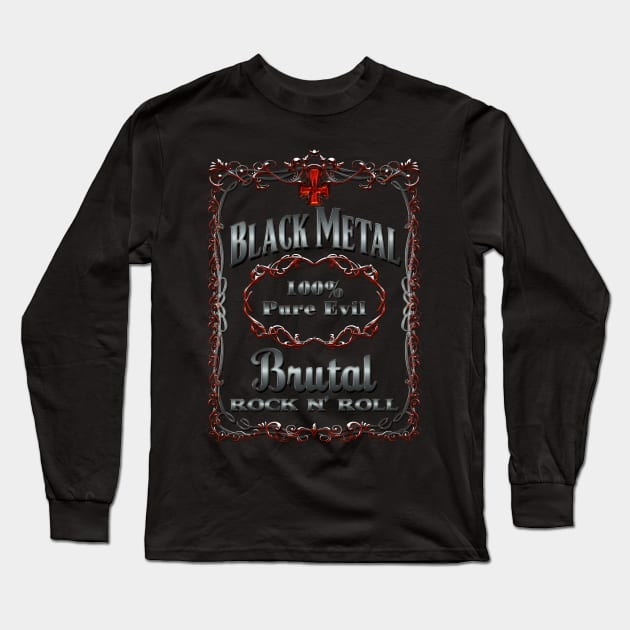 BLACK METAL WHISKEY LABEL Long Sleeve T-Shirt by shethemastercovets